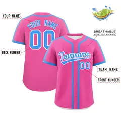 Classic Authentic Pink Powder Blue Baseball Jersey 2