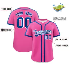 Classic Authentic Pink Royal Baseball Jersey 2