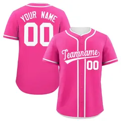 Classic Authentic Pink White Baseball Jersey 1