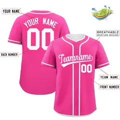 Classic Authentic Pink White Baseball Jersey 2