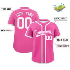 Classic Authentic Pink White Baseball Jersey 2