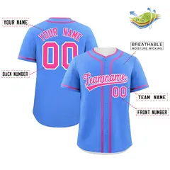 Classic Authentic Powder Blue Pink Baseball Jersey 2