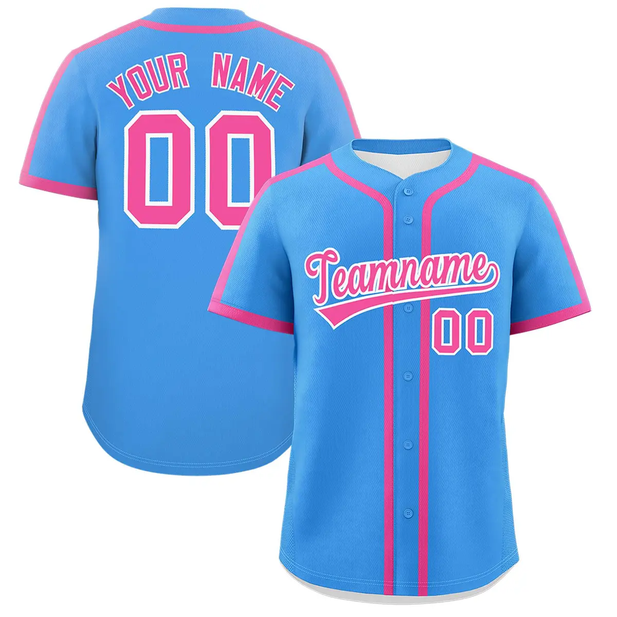 Classic Authentic Powder Blue Pink Baseball Jersey