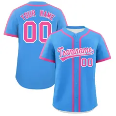 Classic Authentic Powder Blue Pink Baseball Jersey 1
