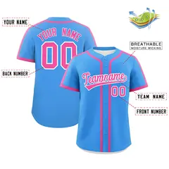Classic Authentic Powder Blue Pink Baseball Jersey 2