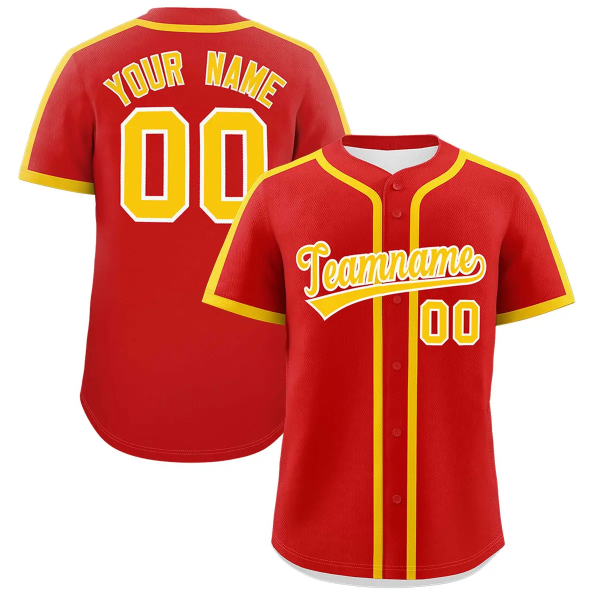 Classic Authentic Red Gold Baseball Jersey