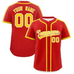 Classic Authentic Red Gold Baseball Jersey