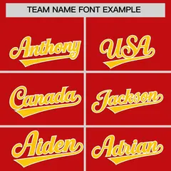 Classic Authentic Red Gold Baseball Jersey 3