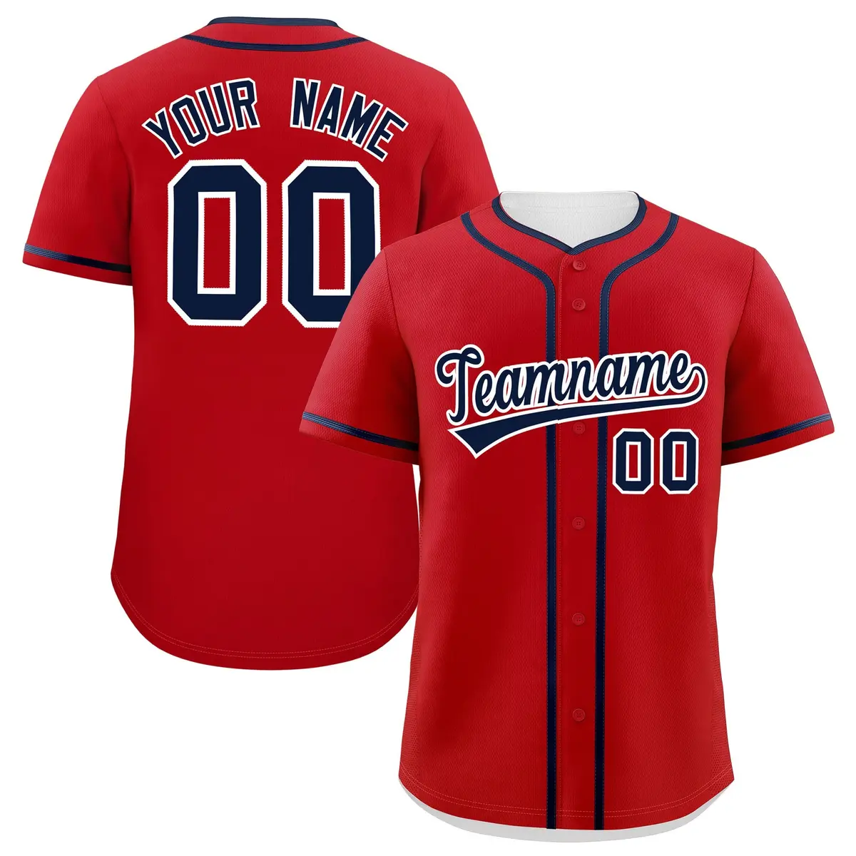 Classic Authentic Red Navy Baseball Jersey