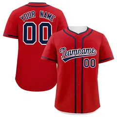 Classic Authentic Red Navy Baseball Jersey 1