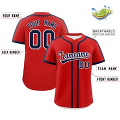 Classic Authentic Red Navy Baseball Jersey 2