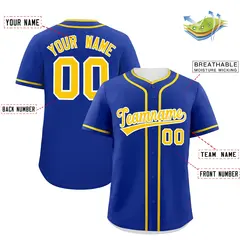 Classic Authentic Royal Gold Baseball Jersey 2