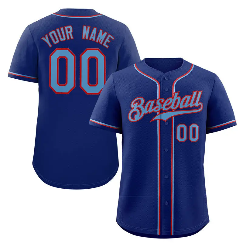 Classic Authentic Royal Powder Blue-Red Baseball Jersey