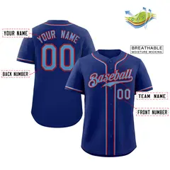 Classic Authentic Royal Powder Blue-Red Baseball Jersey 2