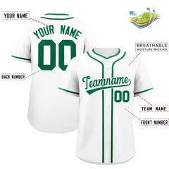 Classic Authentic White Kelly Green Baseball Jersey 2