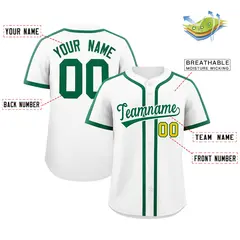 Classic Authentic White Kelly Green Baseball Jersey 2