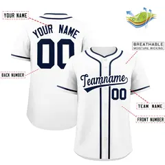 Classic Authentic White Navy Baseball Jersey 2