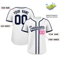 Classic Authentic White Navy Baseball Jersey 2