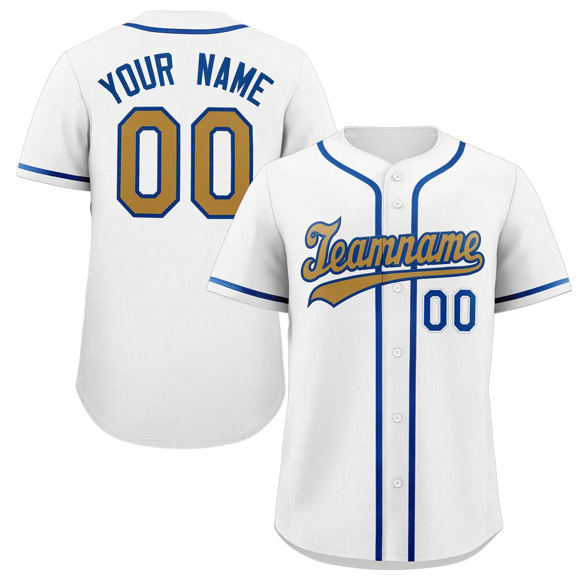 Classic Authentic White Old Gold-Royal Baseball Jersey