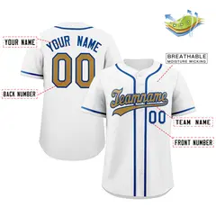 Classic Authentic White Old Gold-Royal Baseball Jersey 2