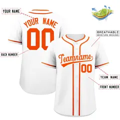 Classic Authentic White Orange Baseball Jersey 2
