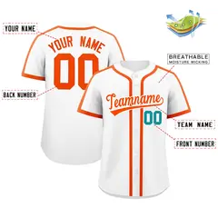 Classic Authentic White Orange Baseball Jersey 2