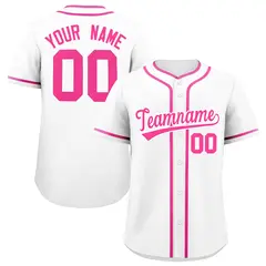 Classic Authentic White Pink Baseball Jersey