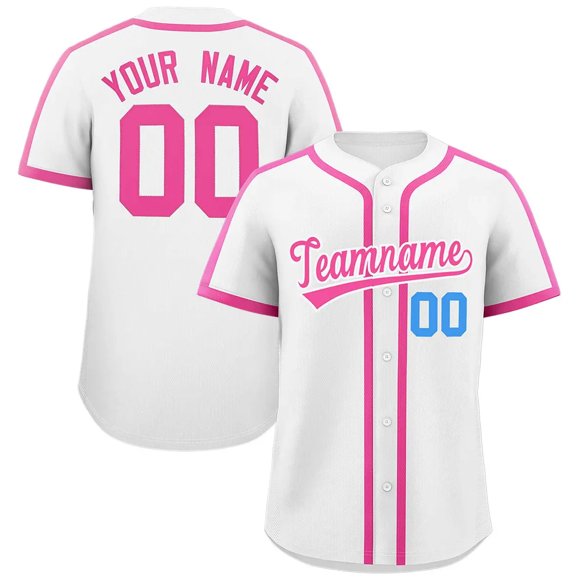 Classic Authentic White Pink Baseball Jersey