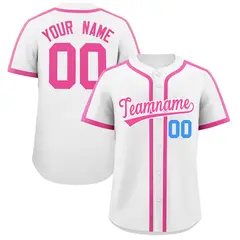 Classic Authentic White Pink Baseball Jersey