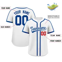 Classic Authentic White Royal Baseball Jersey 2
