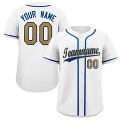 Classic Authentic White Royal-Old Gold Baseball Jersey