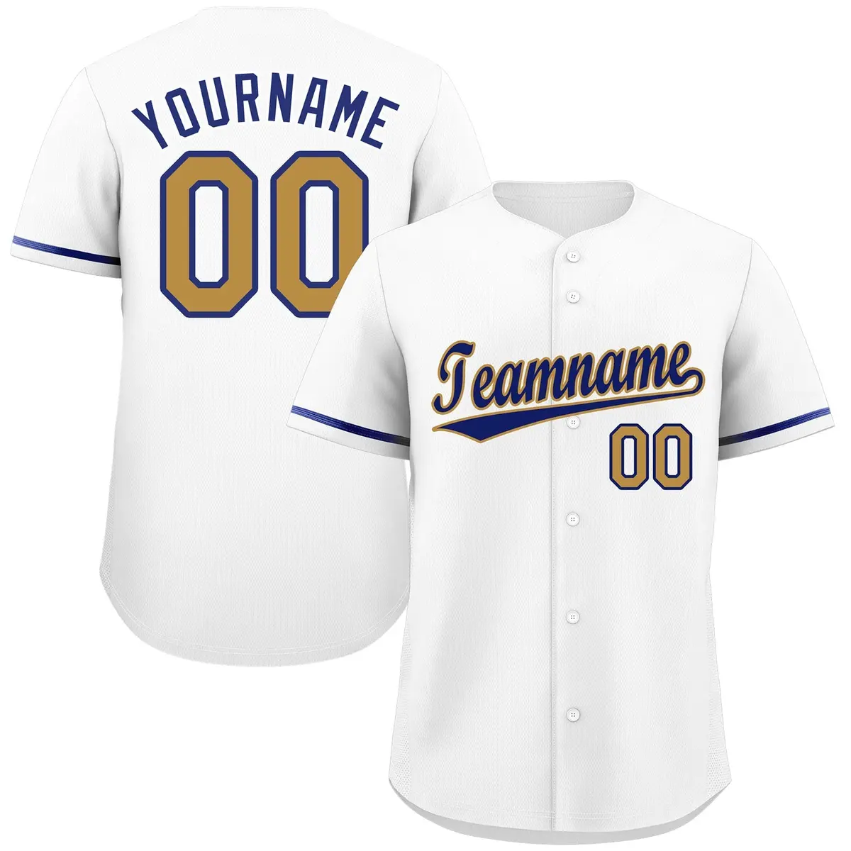 Classic Authentic White Royal-Old Gold Baseball Jersey