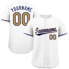 Classic Authentic White Royal-Old Gold Baseball Jersey 1