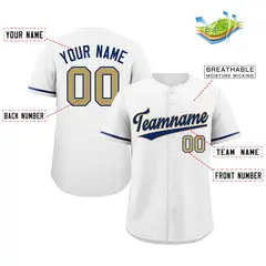 Classic Authentic White Royal-Old Gold Baseball Jersey 2