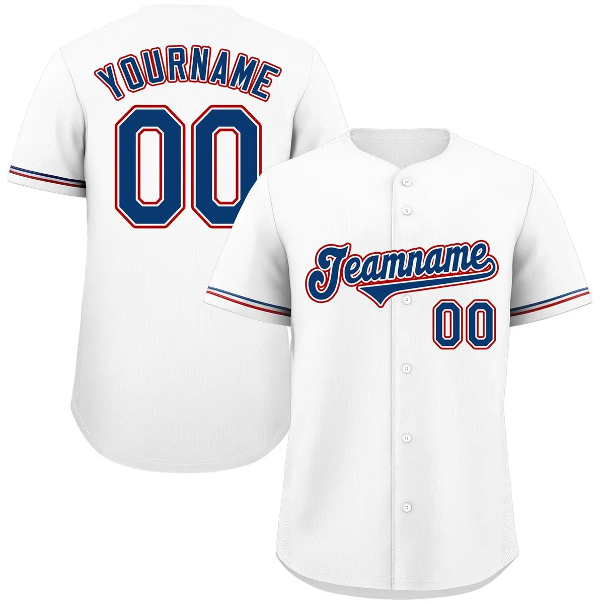 Classic Authentic White Royal-Red Baseball Jersey
