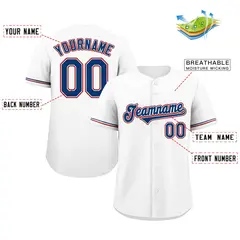 Classic Authentic White Royal-Red Baseball Jersey 2