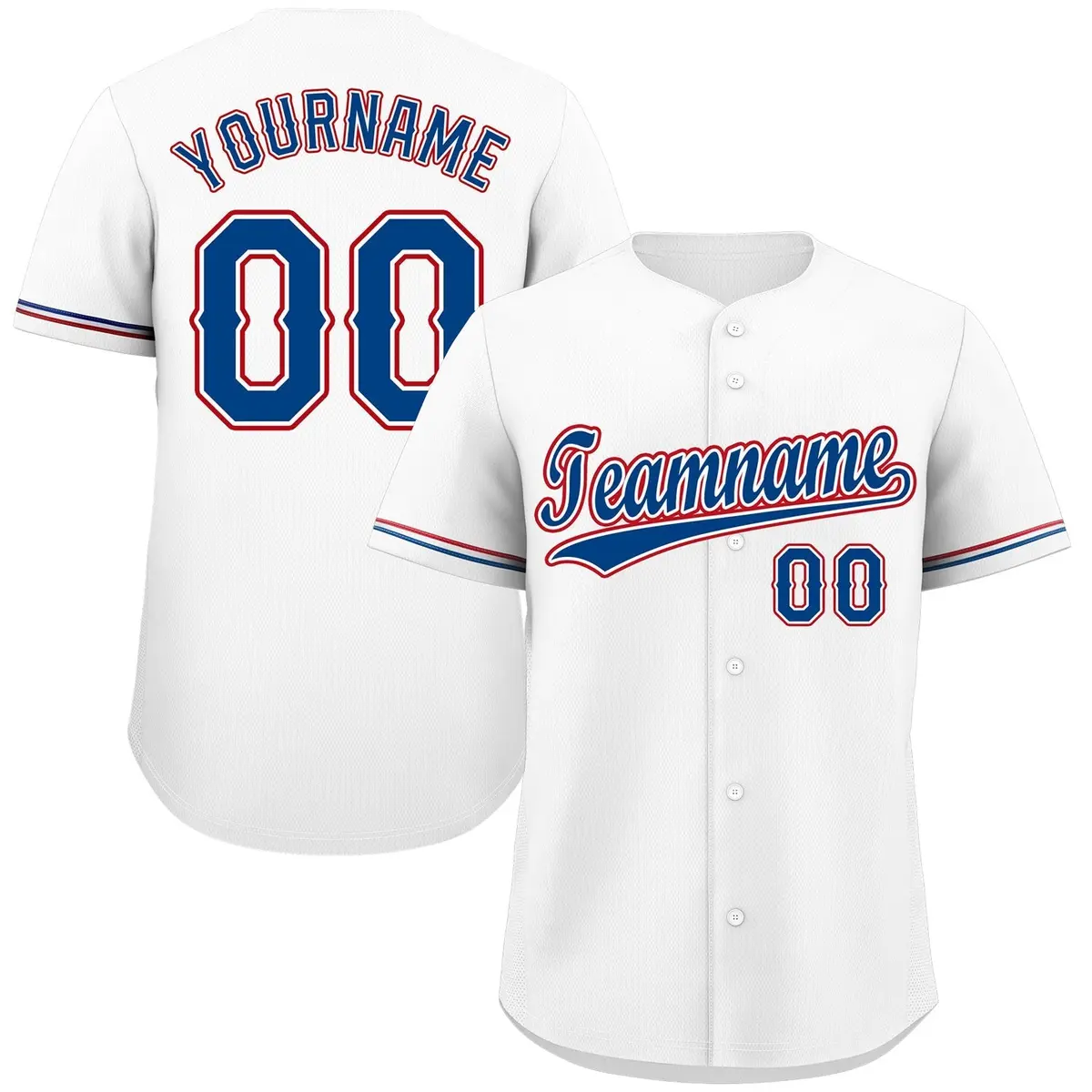 Classic Authentic White Royal-Red Baseball Jersey