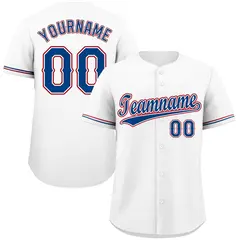 Classic Authentic White Royal-Red Baseball Jersey 1