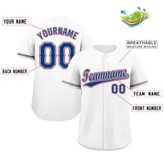 Classic Authentic White Royal-Red Baseball Jersey 2