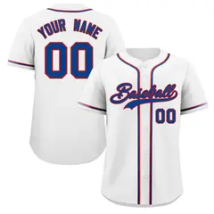 Classic Authentic White Royal-Red Baseball Jersey 1