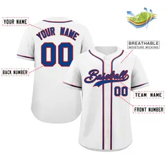 Classic Authentic White Royal-Red Baseball Jersey 2