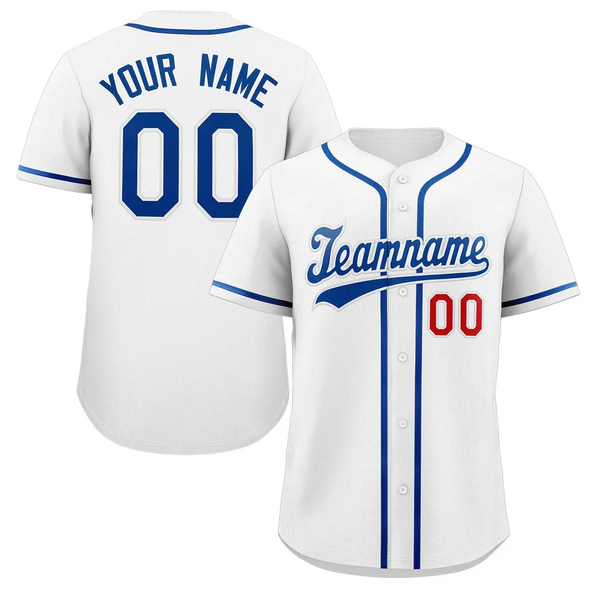Classic Authentic White Royal-Red Baseball Jersey