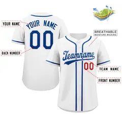 Classic Authentic White Royal-Red Baseball Jersey 2