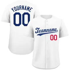 Classic Authentic White Royal-Red Baseball Jersey 1