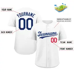 Classic Authentic White Royal-Red Baseball Jersey 2