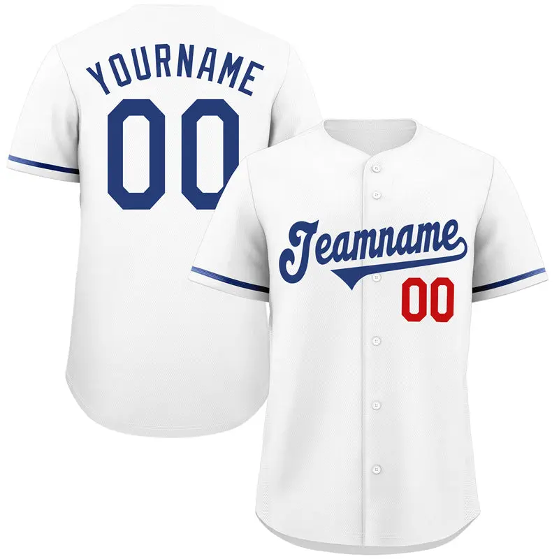 Classic Authentic White Royal-Red Baseball Jersey