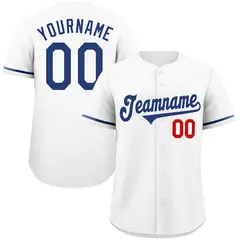 Classic Authentic White Royal-Red Baseball Jersey 1