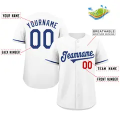 Classic Authentic White Royal-Red Baseball Jersey 2
