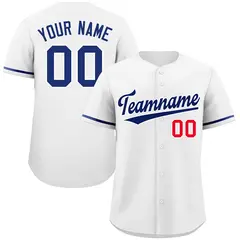 Classic Authentic White Royal-Red Baseball Jersey 1