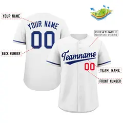 Classic Authentic White Royal-Red Baseball Jersey 2